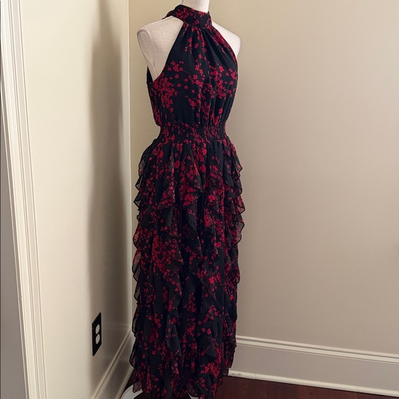 MSK Black and Red Floral Ruffle Maxi Dress - Picture 6 of 16